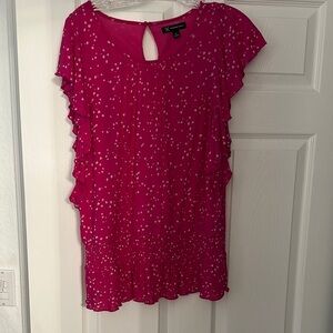 INC Pink Polka Dot Short Sleeve Shirt